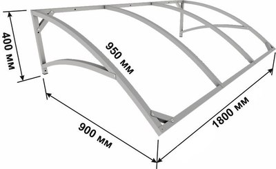 Козырек ИМпласт Скат Цинк 1800х950 Тонированный / 15069