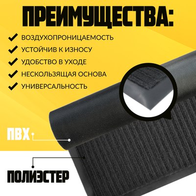 Коврик грязезащитный Sundays Home Ребристый 60x90см / 92173