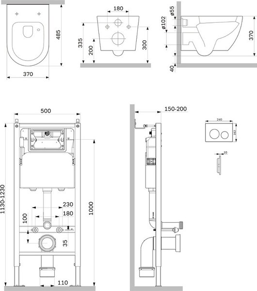 Унитаз подвесной с инсталляцией AM.PM Prime Fit / IS90151.801900