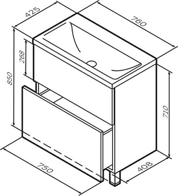 Тумба под умывальник AM.PM Gem M90FSX0752HF (ореховый)