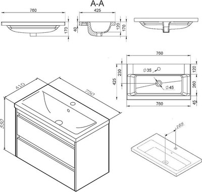 Тумба с умывальником AM.PM Pulse M91-FHX0752OF-WCC0752WG