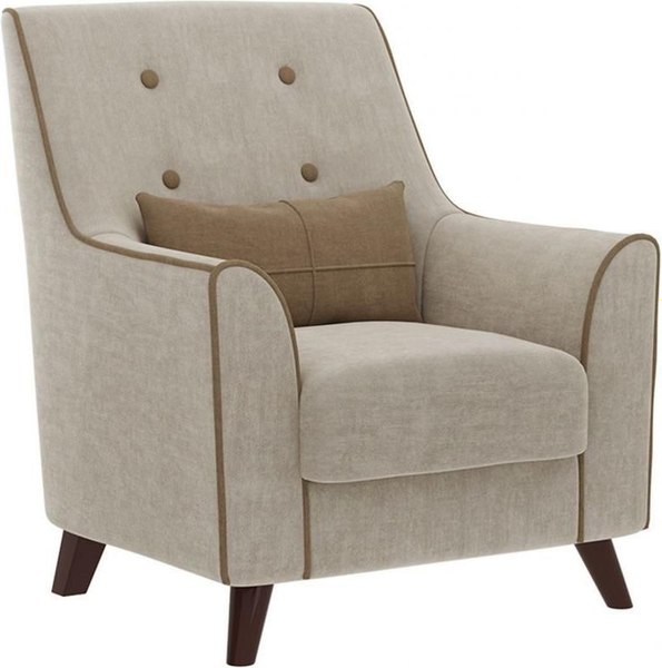 Кресло мягкое Bravo Мебель Далас Стандарт 6 вариант (жемчужно-серый/песчаный) - фото