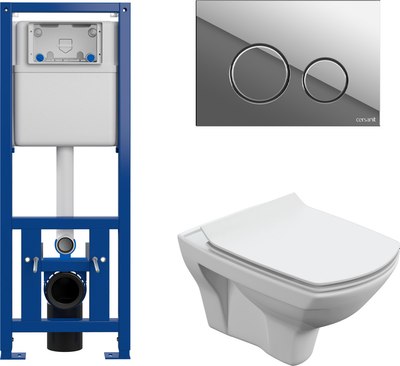 Унитаз подвесной с инсталляцией Cersanit Carina New Clean On с инстал. Link Pro - фото