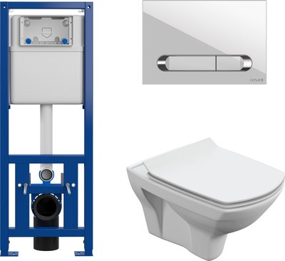 Унитаз подвесной с инсталляцией Cersanit Carina New Clean On с инстал. Link Pro - фото