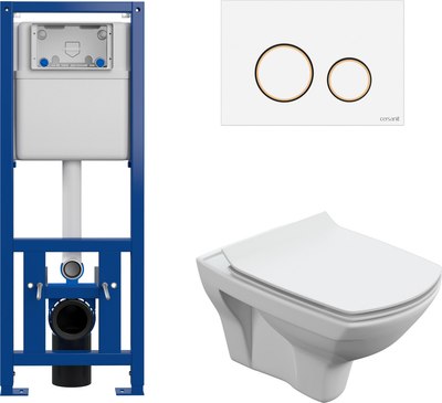 Унитаз подвесной с инсталляцией Cersanit Carina New Clean On с инстал. Link Pro - фото