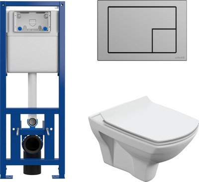 Унитаз подвесной с инсталляцией Cersanit Carina New Clean On с инстал. Link Pro - фото