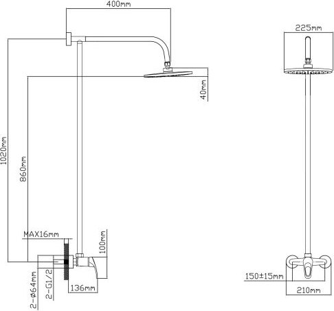 Душевая система со смесителем AV Engineering AVURS16-A120-633