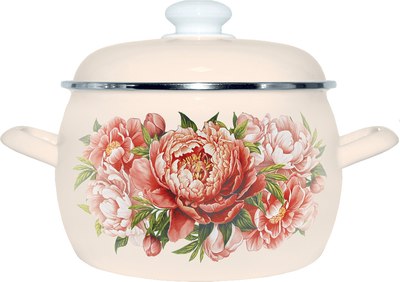 Кастрюля Лысьвенские эмали Букет пионов 4210АП2/4 - фото