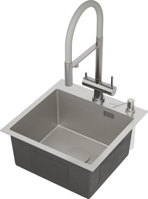 Мойка кухонная Roxen Snake 560220-45-S с ролл-матом и дозатором - фото