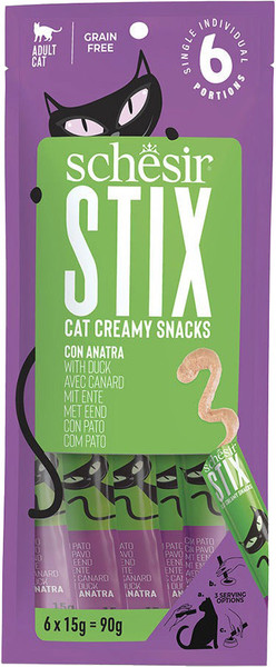 Лакомство для кошек Schesir Stix с уткой - фото