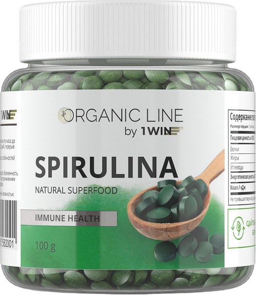 Пищевая добавка 1WIN Спирулина в таблетках - фото