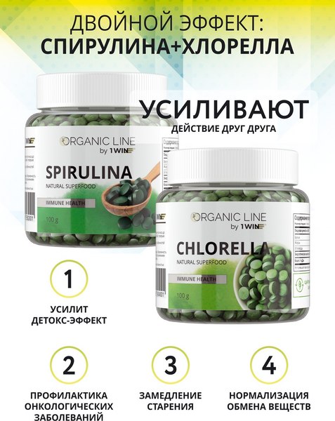 Пищевая добавка 1WIN Спирулина в таблетках