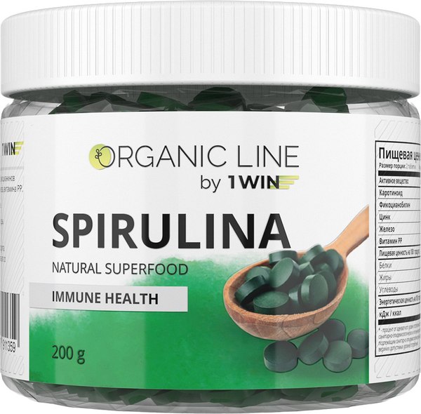 Пищевая добавка 1WIN Спирулина в таблетках - фото