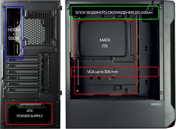 Корпус для компьютера Ginzzu CL120