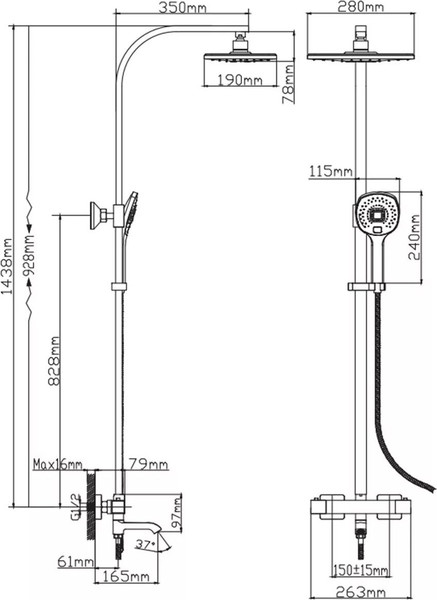 Душевая система со смесителем Diadonna Д65-35004