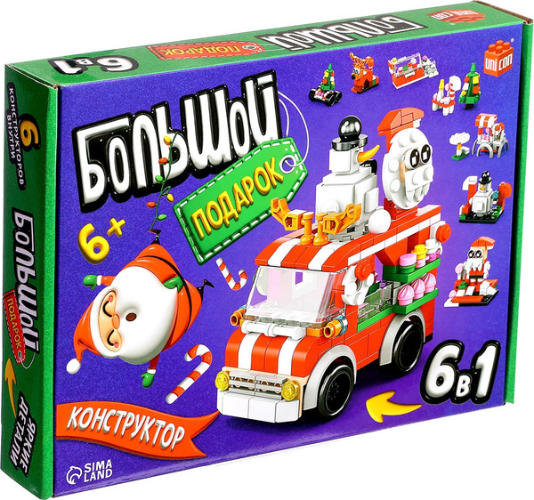 Конструктор Unicon Большой подарок. 6 в 1. Машинка. 8967-8 / 10415888 - фото