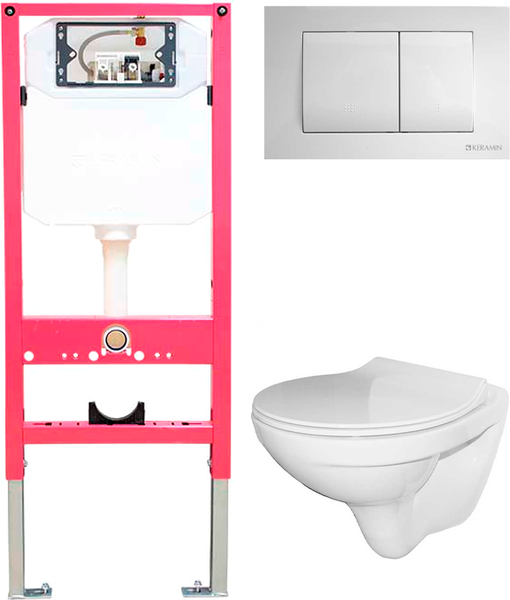Унитаз подвесной с инсталляцией Керамин Санти R Slim МЛ Премиум c кнопкой K5236-К-EEA1 - фото