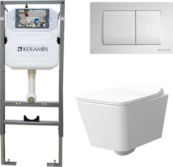 Унитаз подвесной с инсталляцией Керамин Тобаго R МЛ Slim Комфорт c кнопкой K5236-К-EEA1 - фото