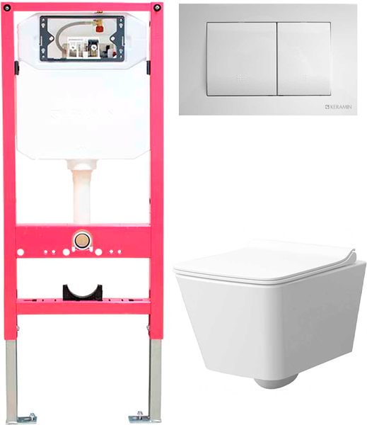 Унитаз подвесной с инсталляцией Керамин Тобаго R МЛ Slim Премиум c кнопкой K5236-К-EEA1 - фото