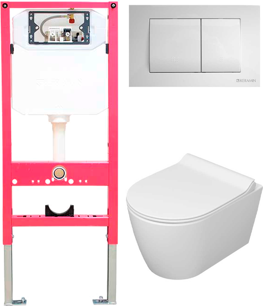 Унитаз подвесной с инсталляцией Керамин Трент R МЛ Slim Премиум c кнопкой K5236-К-EEA1 - фото