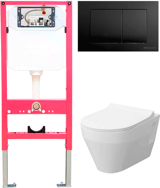 Унитаз подвесной с инсталляцией Керамин Бари Slim МЛ Премиум c кнопкой K5236-К-EEA2 - фото