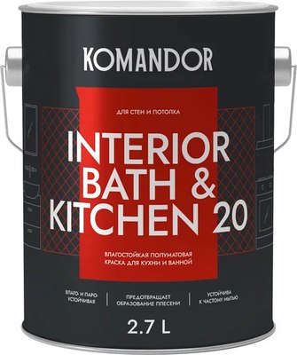 Краска KOMANDOR Interior Bath&Kitchen 20 База А - фото