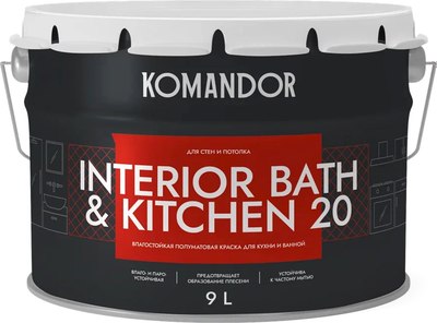 Краска KOMANDOR Interior Bath&Kitchen 20 База А - фото