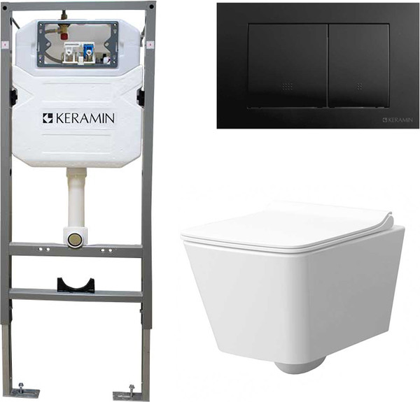 Унитаз подвесной с инсталляцией Керамин Тобаго R Slim МЛ Комфорт c кнопкой K5236-К-EEA2 - фото