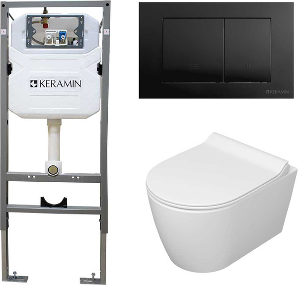 Унитаз подвесной с инсталляцией Керамин Трент R МЛ Slim Комфорт c кнопкой K5236-К-EEA2 - фото