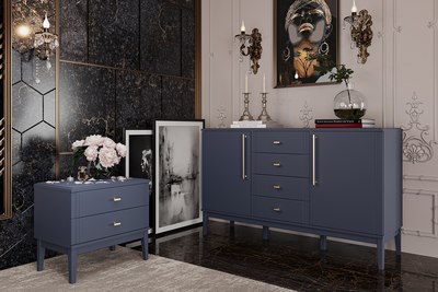 Комод Bravo Мебель Джали 4 ящика (ночное небо/лак темный лазурный)