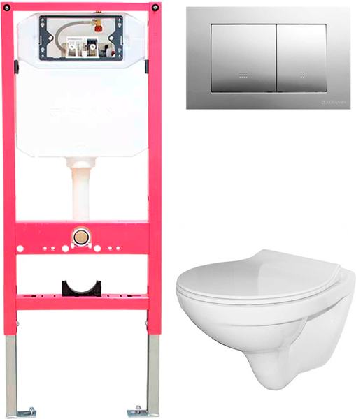 Унитаз подвесной с инсталляцией Керамин Санти R Slim МЛ Премиум c кнопкой K5236-К-EEA4 - фото