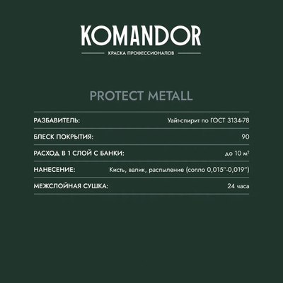 Эмаль KOMANDOR Protect Metall 3в1 База A