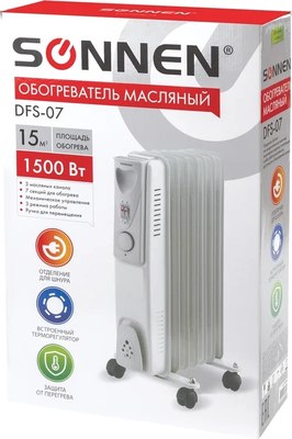 Масляный радиатор Sonnen DFS-07 / 453498 (белый)