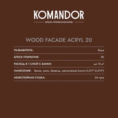 Краска KOMANDOR Wood Facade Akryl 20 База А