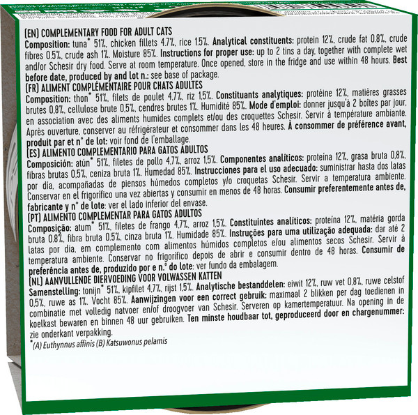 Влажный корм для кошек Schesir с тунцом и курицей