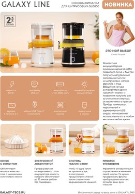 Соковыжималка электрическая Galaxy Line GL 0855 (белый)