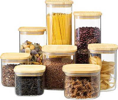 Емкость для хранения Smart Solutions Glass Bamboo / SS0000159