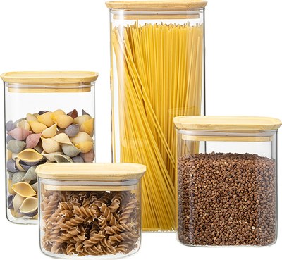 Емкость для хранения Smart Solutions Glass Bamboo / SS0000169