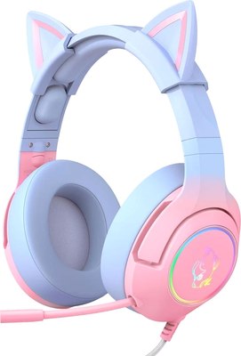 Наушники-гарнитура Onikuma K9 Lilac Cat - фото