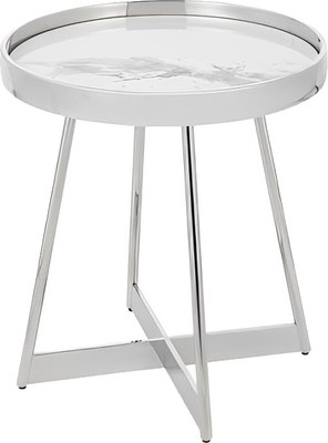 Журнальный столик Stool Group Гера 50x50 / EET-280 (белый/серебристый) - фото