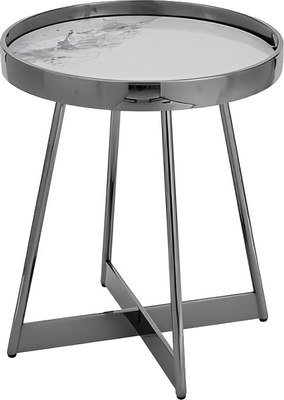 Журнальный столик Stool Group Гера 50x50 / EET-280-GM (белый/темный хром) - фото