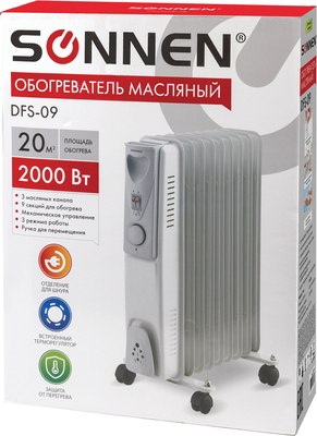 Масляный радиатор Sonnen DFS-09 / 453499 (белый)