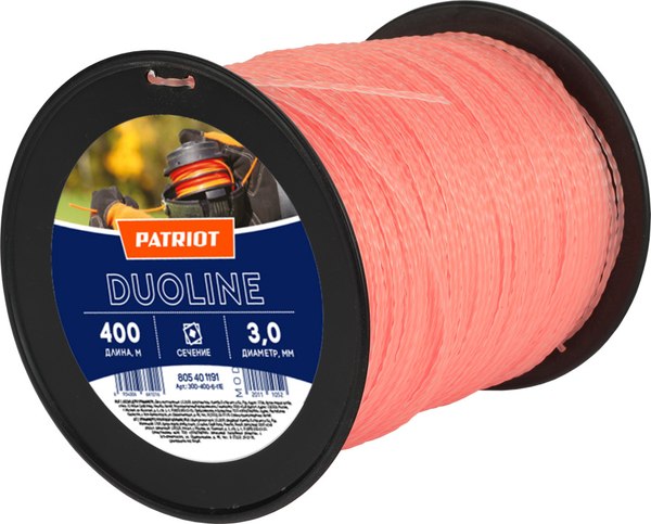 Леска для триммера PATRIOT Duoline 3.0мм 400м