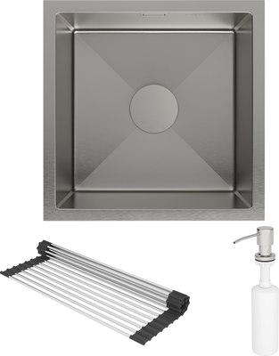 Мойка кухонная Roxen Uno 560210-44 под столешницу с ролл-матом и дозатором - фото