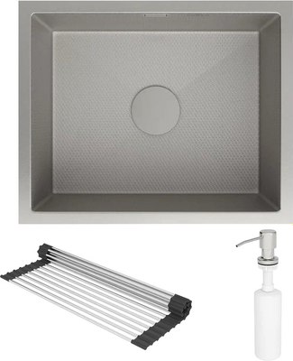 Мойка кухонная Roxen Uno 560210-54S под столешницу с ролл-матом и дозатором - фото