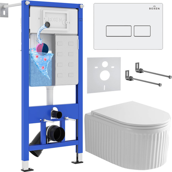 Унитаз подвесной с инсталляцией Roxen StounFix Dual Fresh 968203 - фото