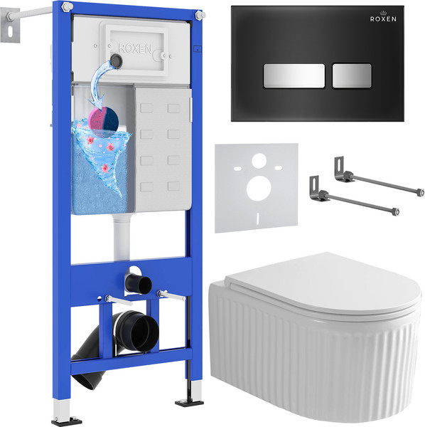 Унитаз подвесной с инсталляцией Roxen StounFix Dual Fresh 968297 - фото