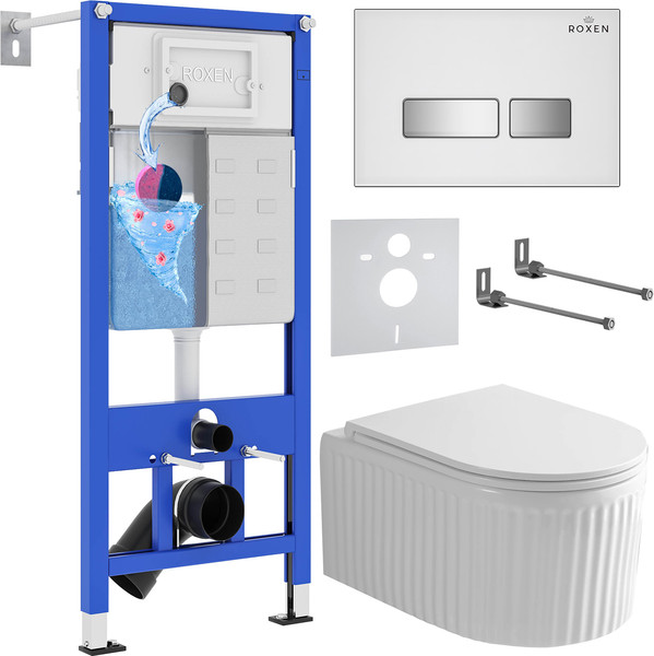 Унитаз подвесной с инсталляцией Roxen StounFix Dual Fresh 968291 - фото