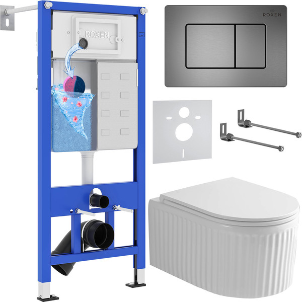 Унитаз подвесной с инсталляцией Roxen StounFix Dual Fresh 968290 - фото