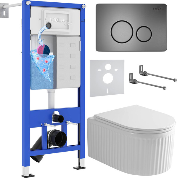 Унитаз подвесной с инсталляцией Roxen StounFix Dual Fresh 968283 - фото